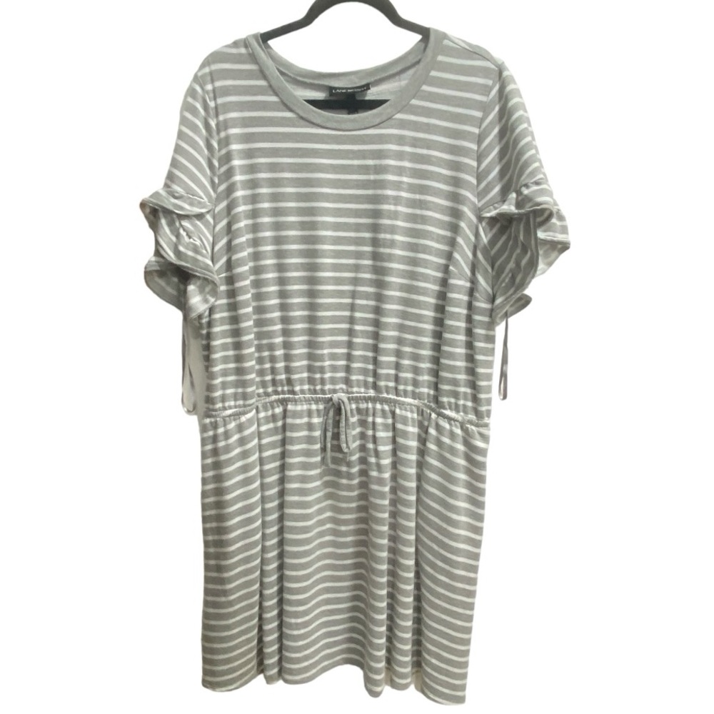 Lane Bryant‎ Striped Ruffle Short Sleeve Jersey Dress, size 22/24 Pockets EUC